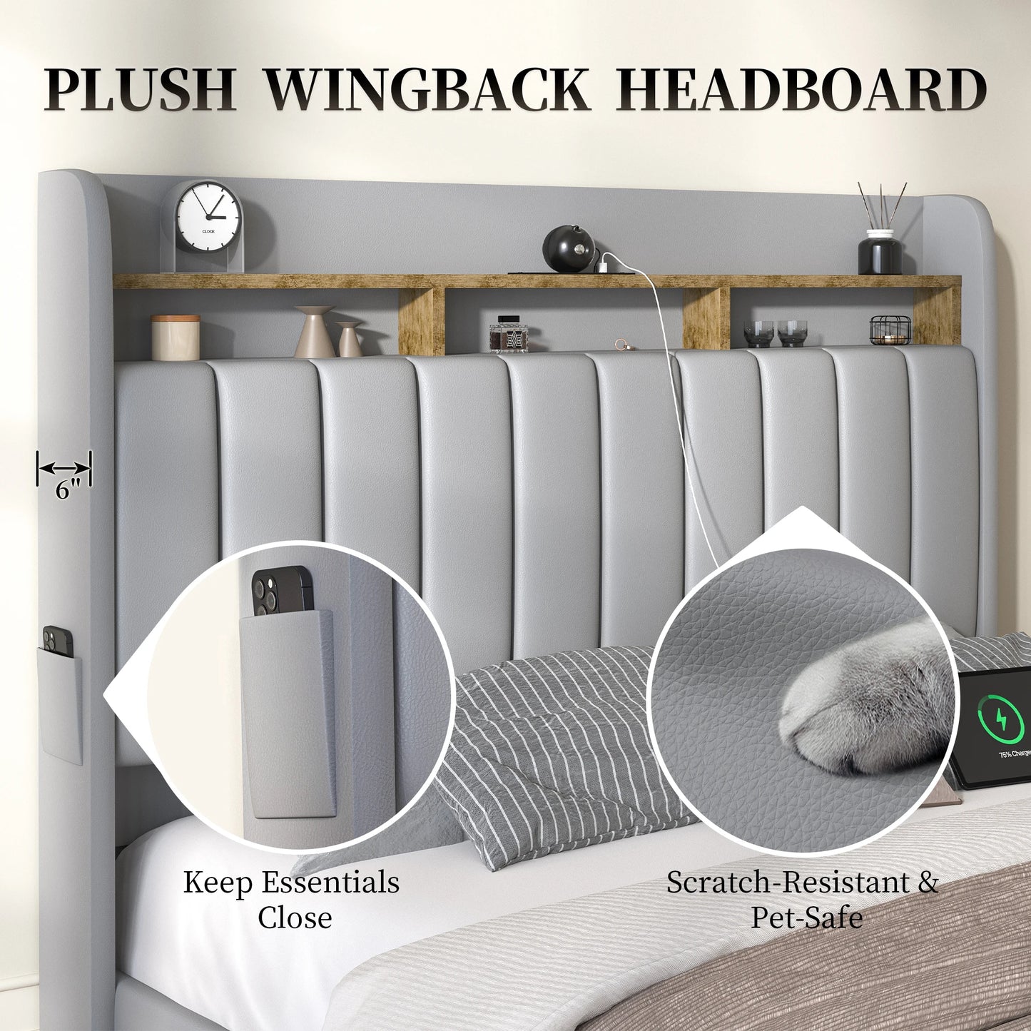 SIBEDS Aurora Queen Bed Frame With Pet Rest Area Storage