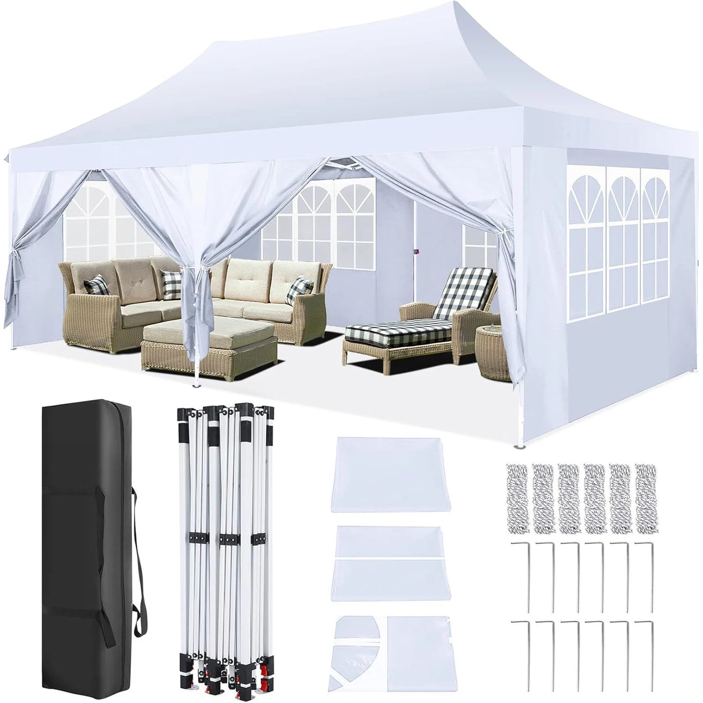 COBIZI Pop Up Canopy Gazebo With Sidewalls UV50 Waterproof Tent