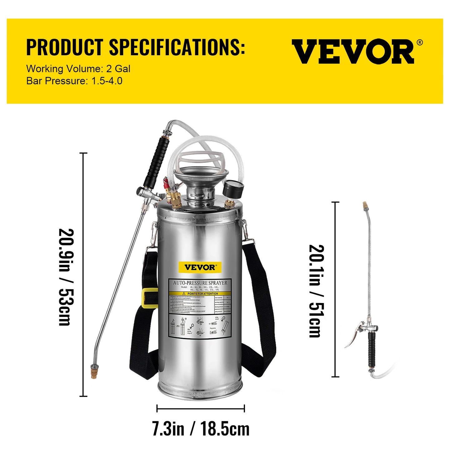 Handheld Stainless Steel Garden Watering Sprayer With Pump And Hose