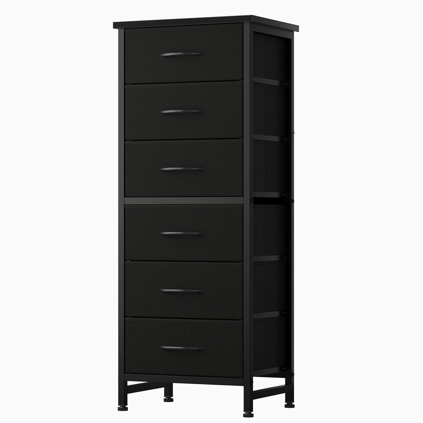JHK Modern Fabric Drawer Dresser With Metal Frame Wood Top