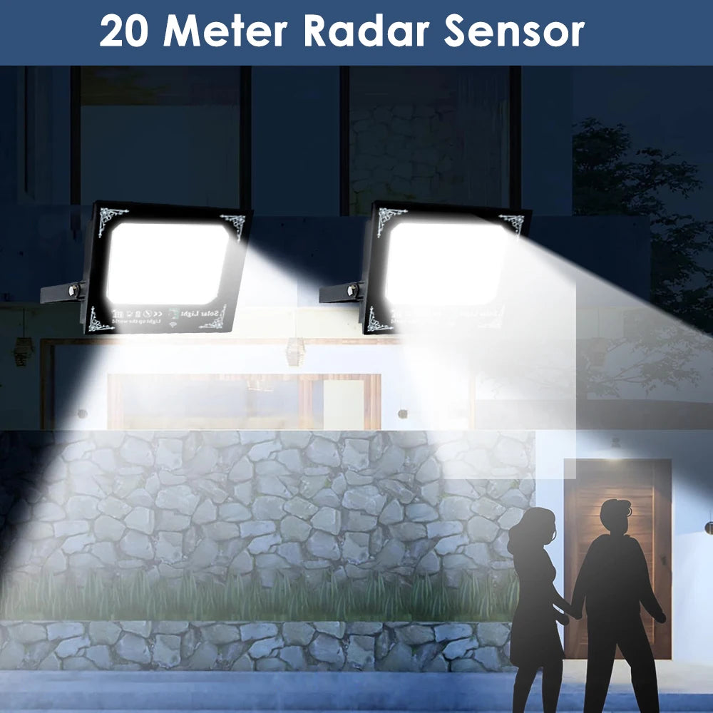 500W LED Solar Flood Light Two Head Outdoor Garden Lamp