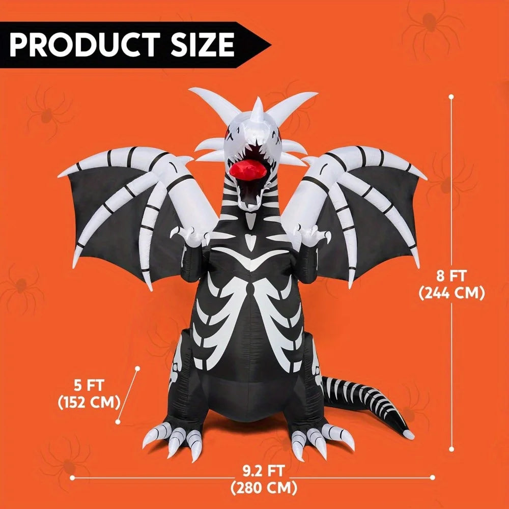 Joyfy Skeleton Dragon Halloween Inflatable Outdoor Decoration With LED Lights
