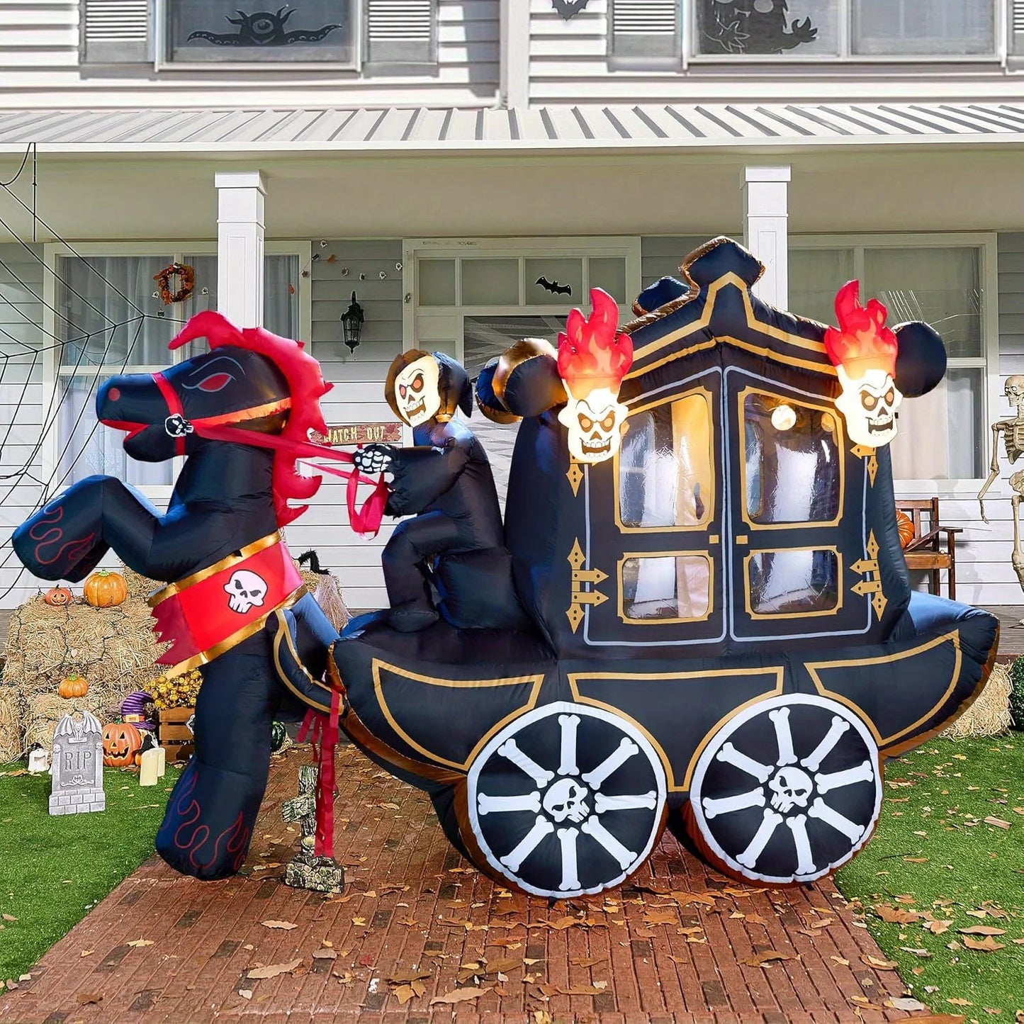 Joyfy Halloween Inflatable Carriage With Built In Led Lights