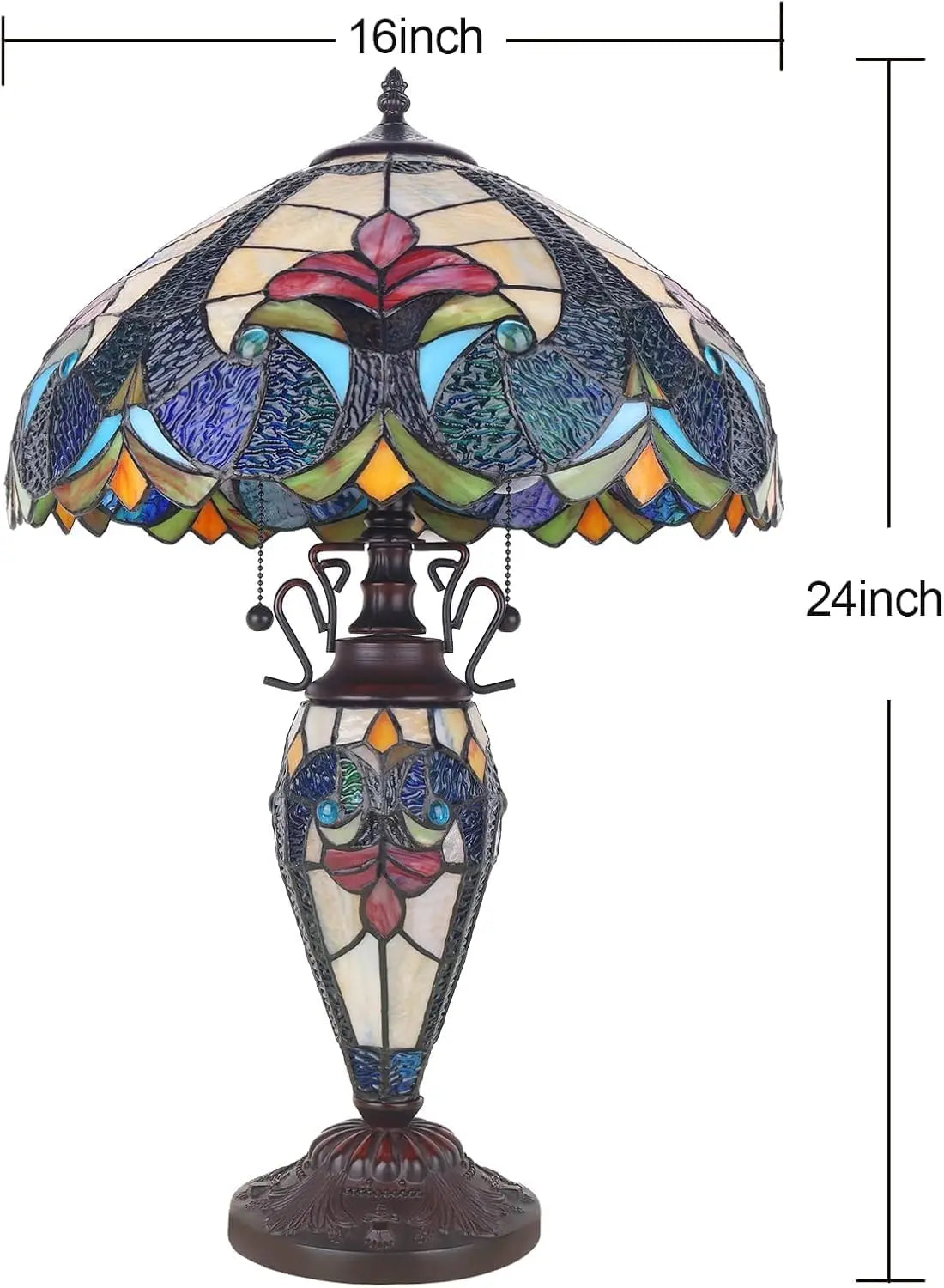 Tiffany Style Table Lamp With 3 LED Bulbs Living Room