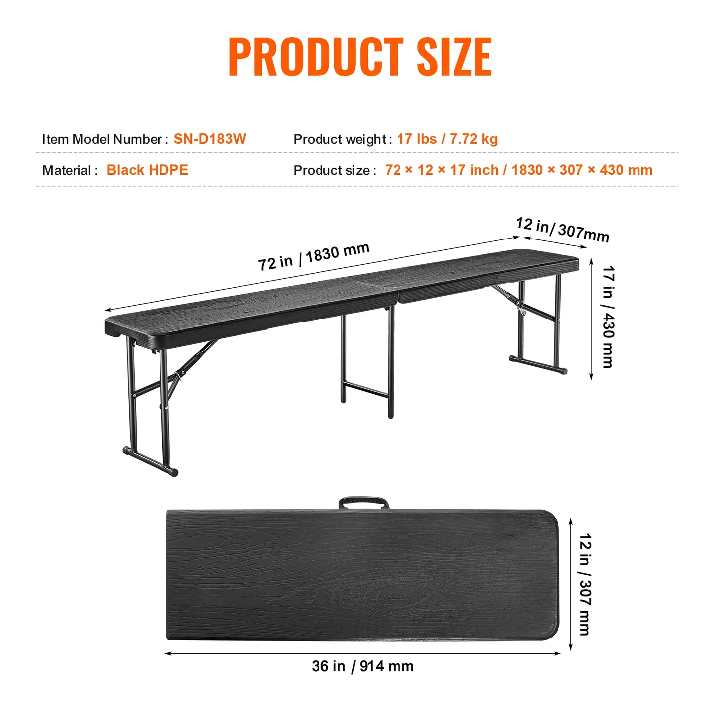Portable Plastic Folding Bench With Secure Carry Handle Design