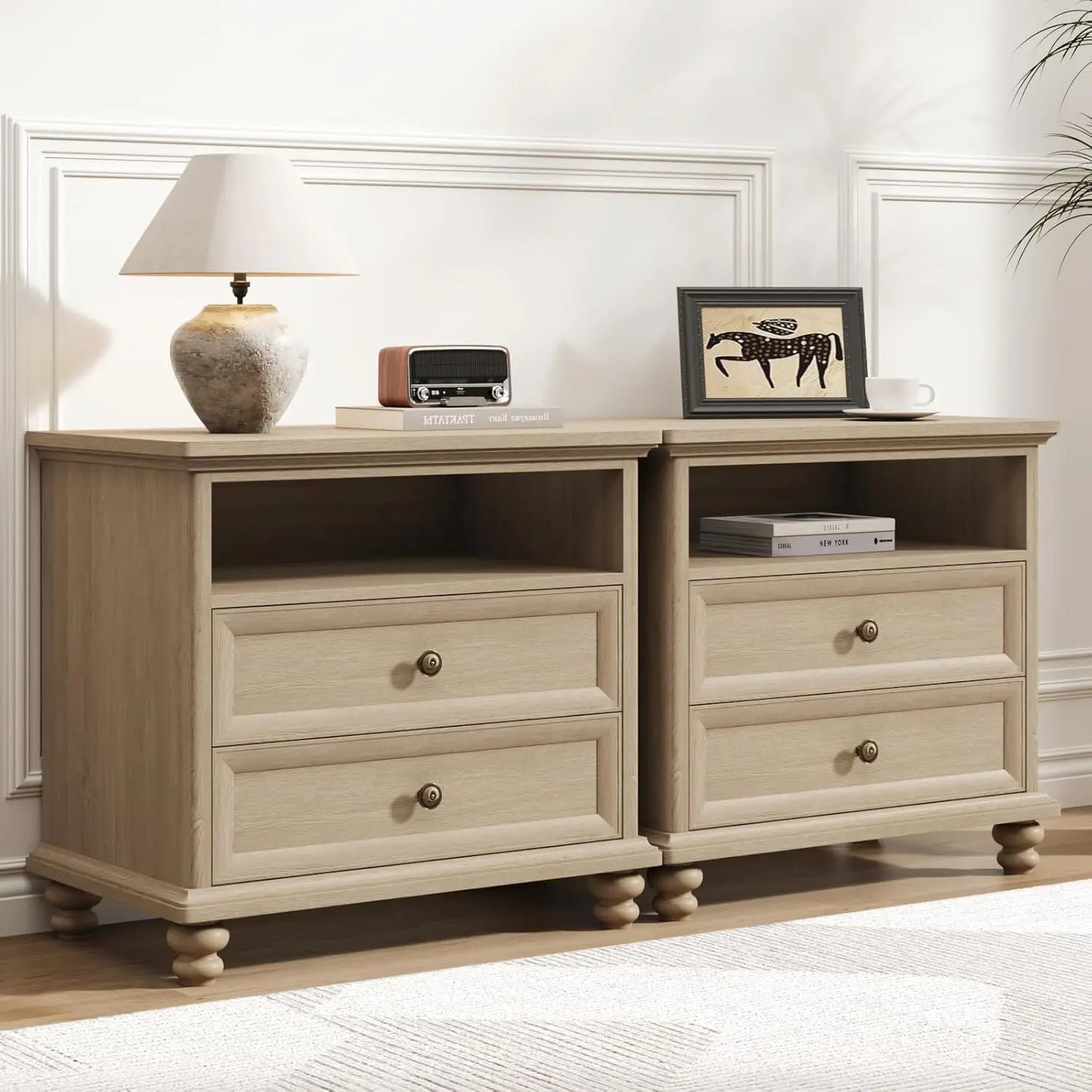 Large Rustic Wood Nightstand Set 3 Drawers Storage 24 Wide 4 Solid Legs Bedroom End Table Custom