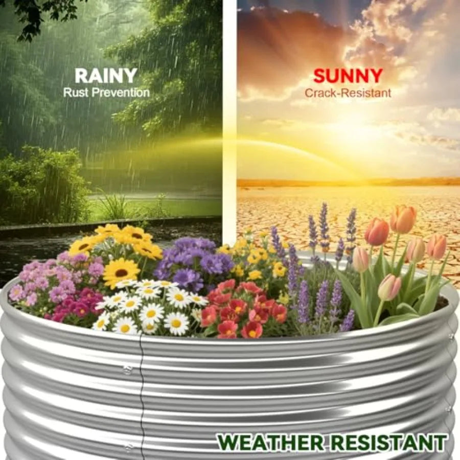 4 Pack 2x2FT Round Raised Beds for Gardening Corrugated Galvanized Steel Raised Garden Bed Outdoor Metal Above Ground Garden Be