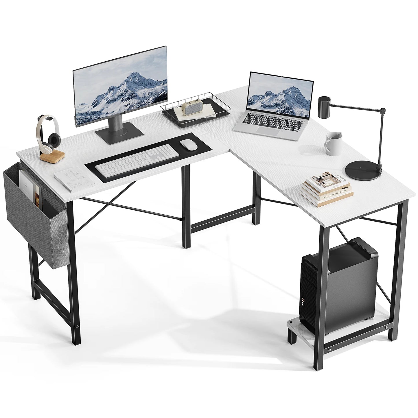 JHK L Shaped Gaming Computer Desk With Storage Shelf