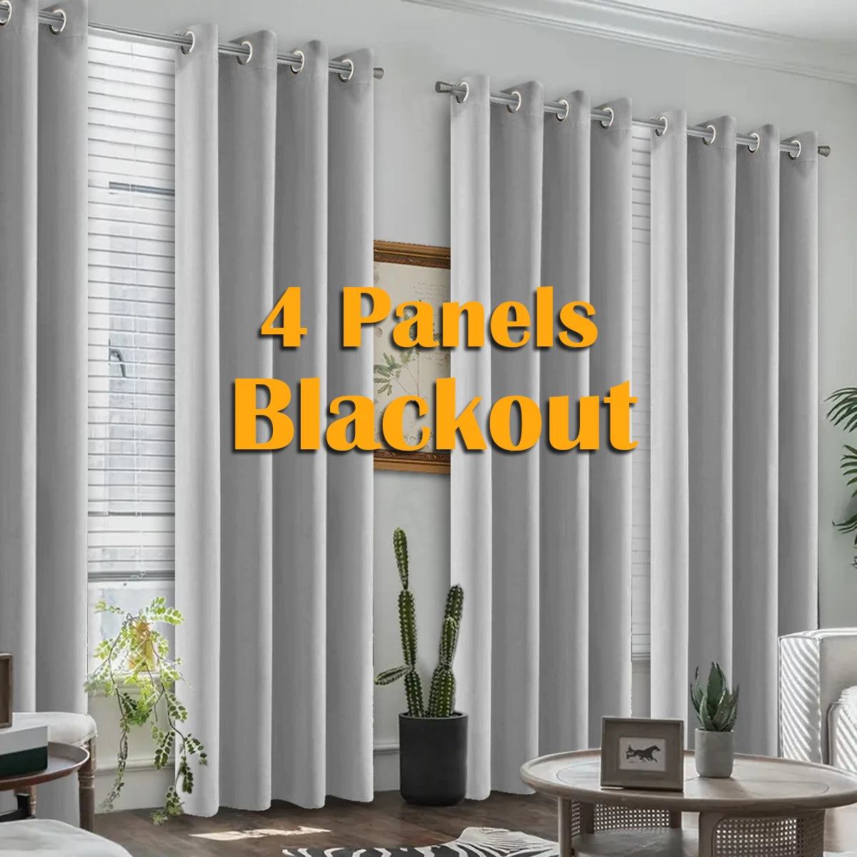 Blackout Grommet Curtains With Heat Insulation For Bedroom