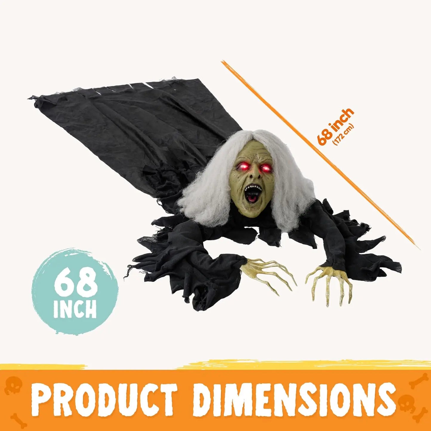 Joyfy Outdoor Zombie Halloween Prop With Sound And Lighted Eyes