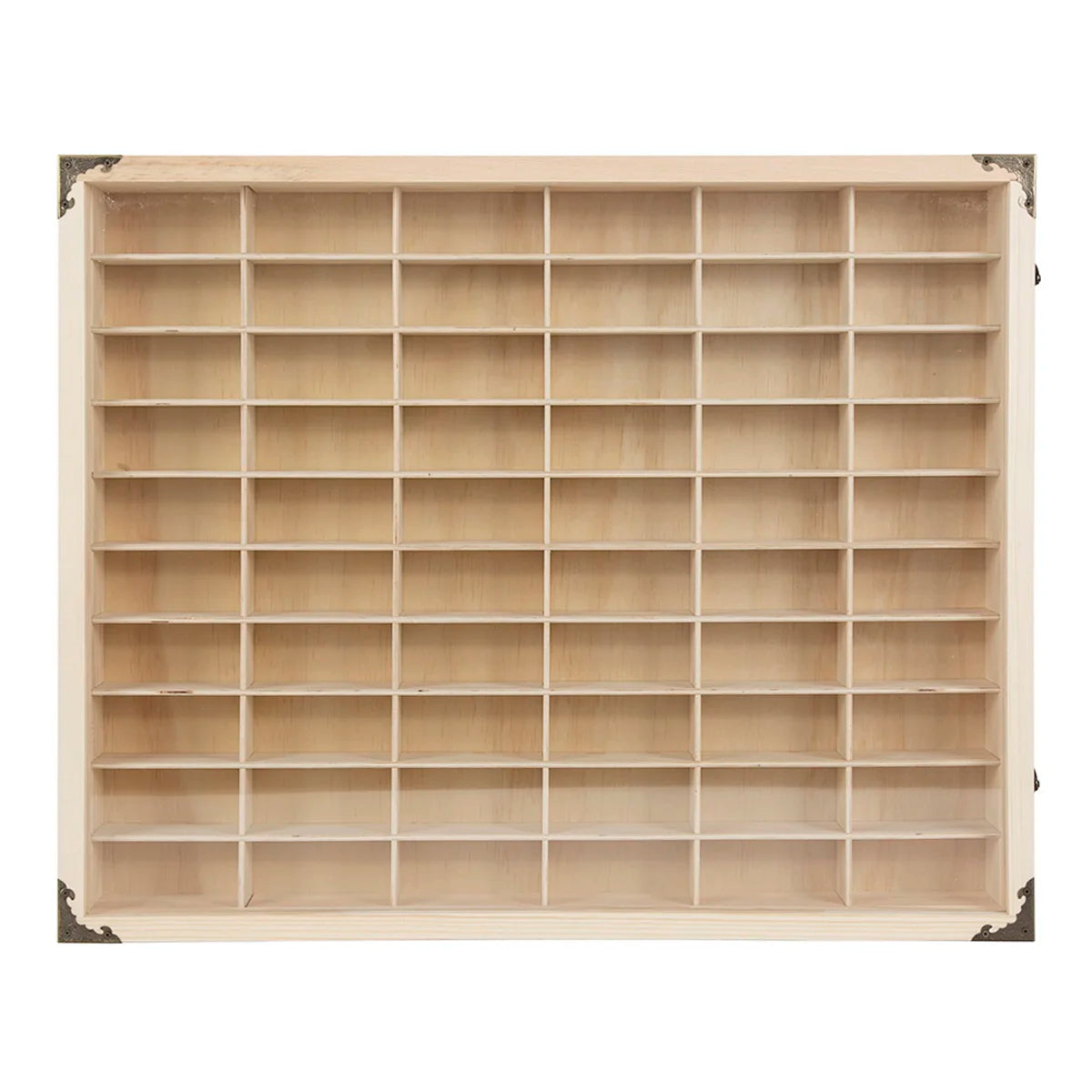 Wooden Car Model Display Cabinet 64 Grids Wall Mounted