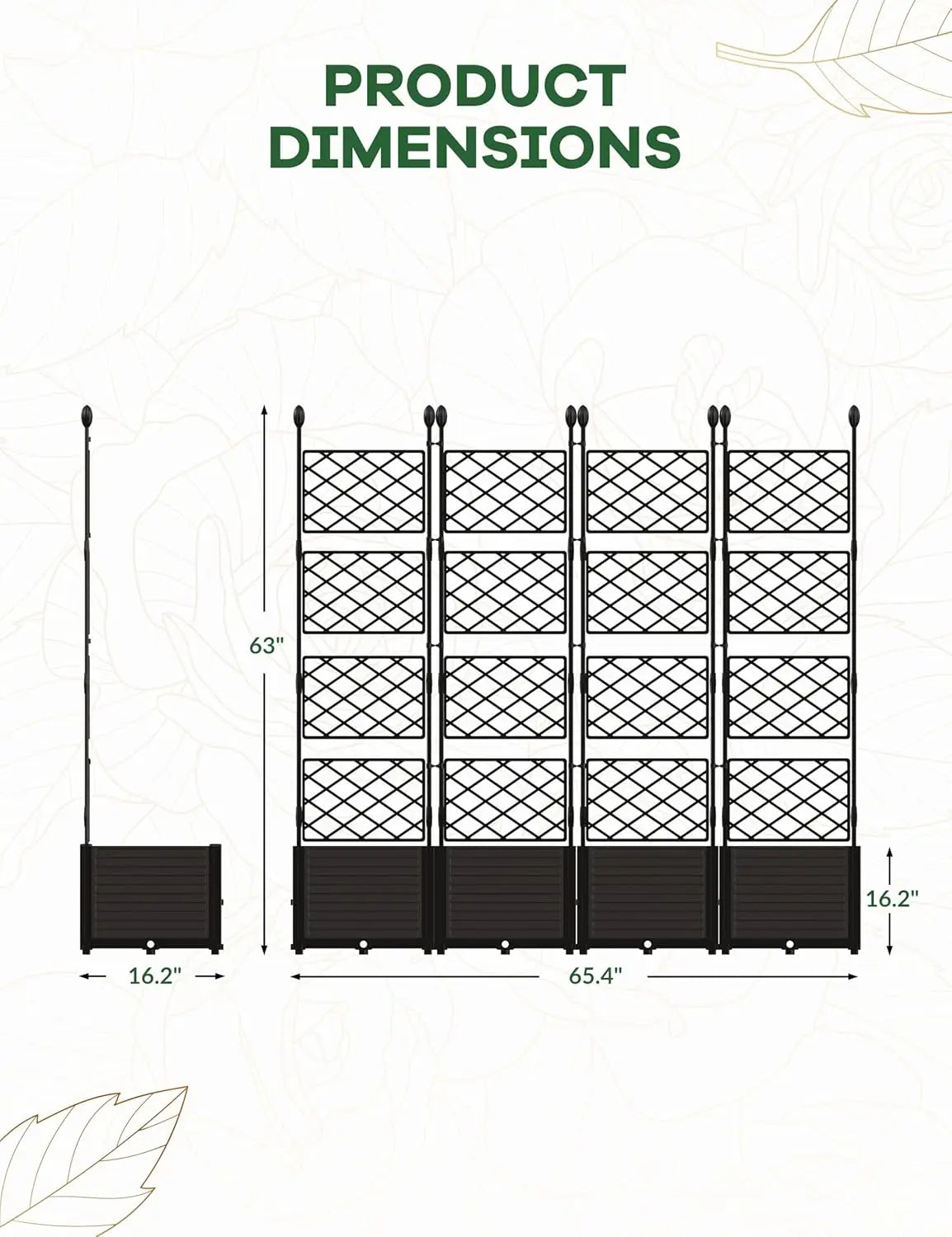 HiMISS Plastic Plant Box With Metal Trellis Privacy Screen Garden Bed