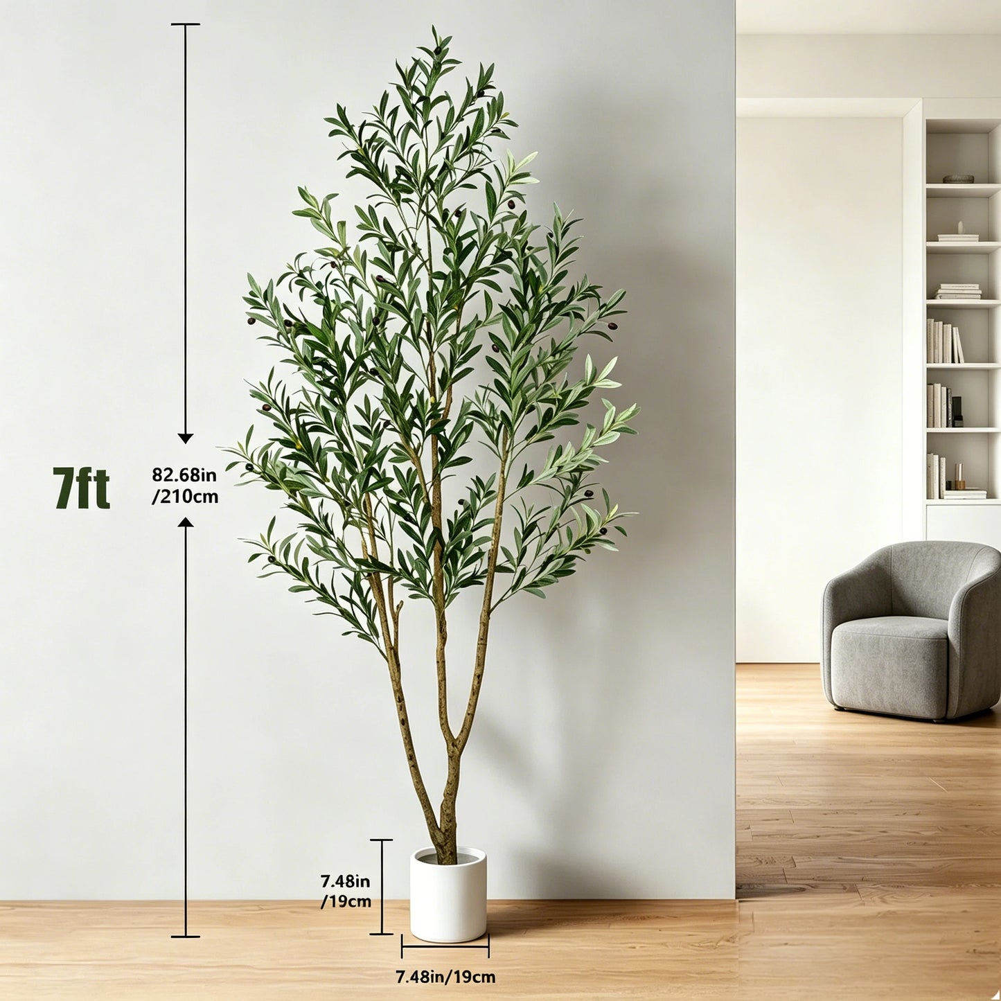 Olitree CN Olive Tree Artificial Indoor Outdoor With White Planter