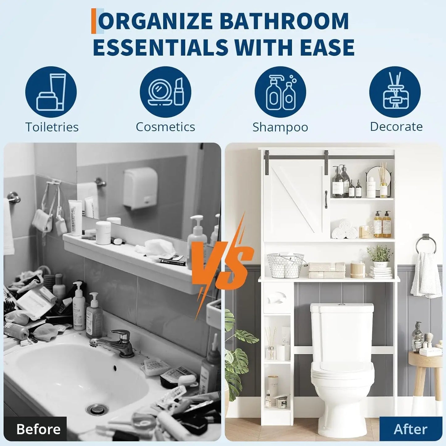 Bathroom Storage Cabinet Above Toilet Organizer With Sliding Barn Door