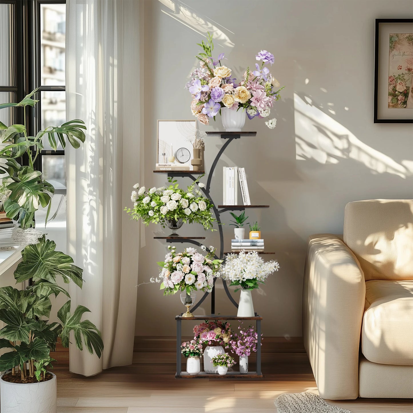 Wisfor 7 Tier Industrial Tree Plant Stand Display Rack