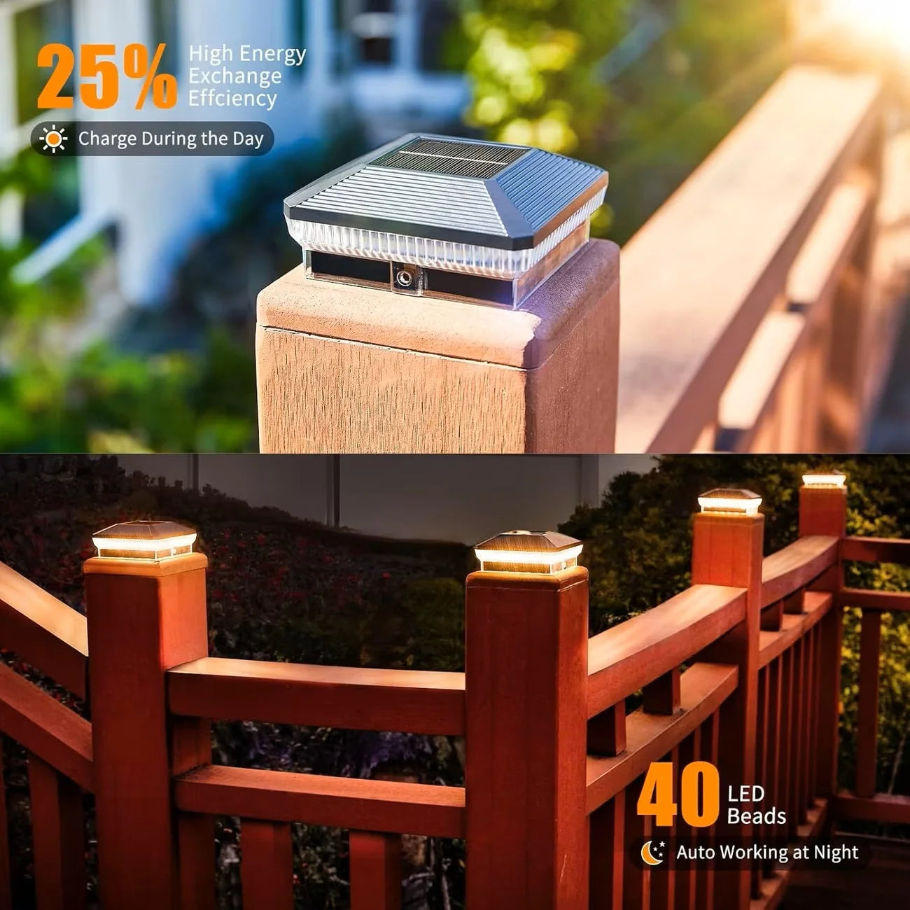 Automatic Solar Post Lights For Outdoor Fences Yards And Decks