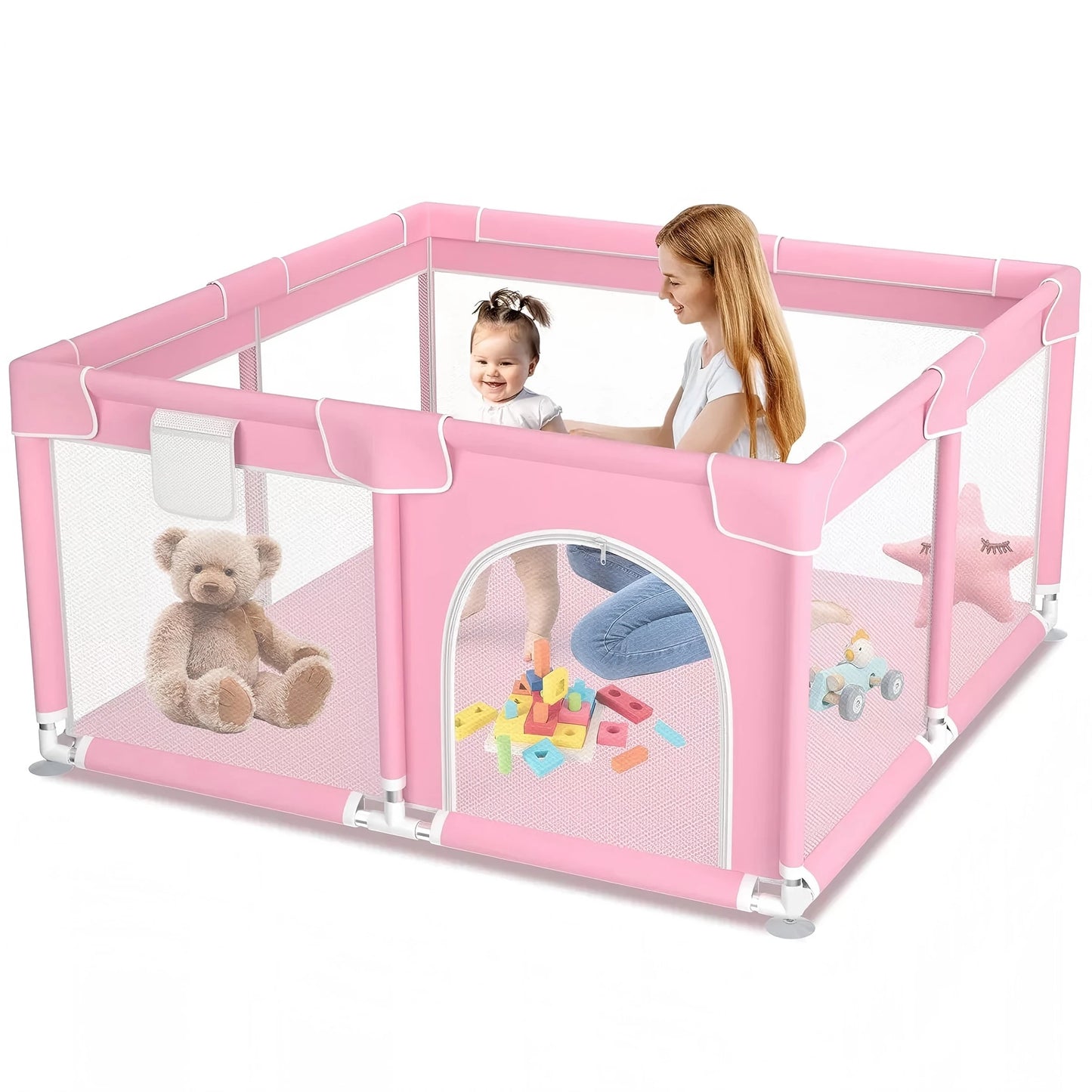Extra Large Baby Playpen With Breathable Mesh Walls For Toddlers
