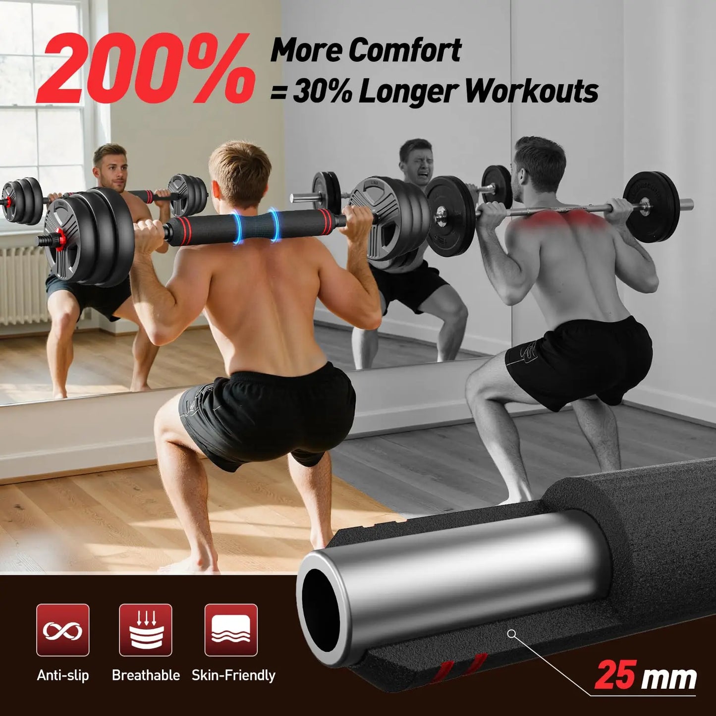 FED 5 In 1 Adjustable Dumbbell Set 20To90 LBS Workout