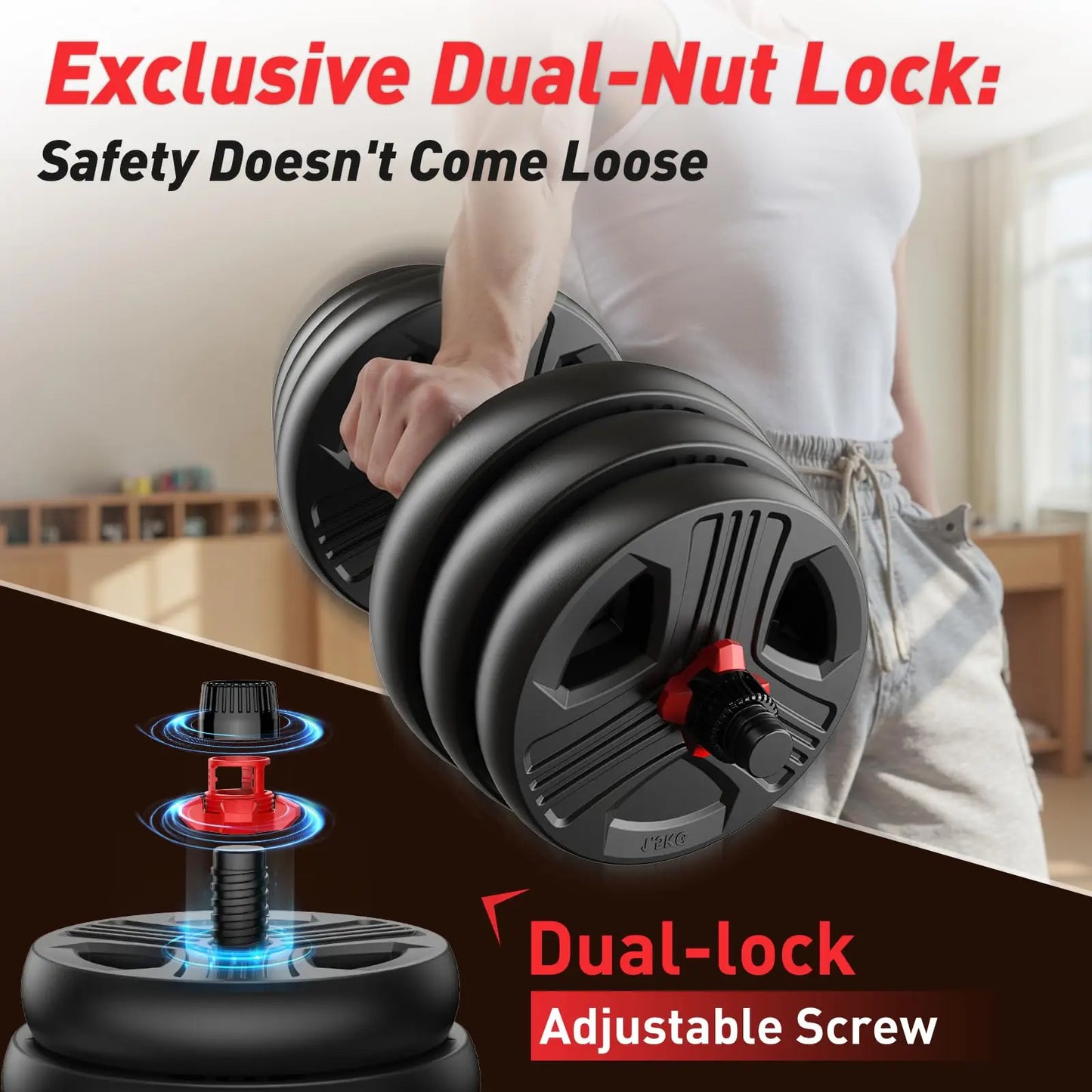 FED 5 In 1 Adjustable Dumbbell Set 20To90 LBS Workout