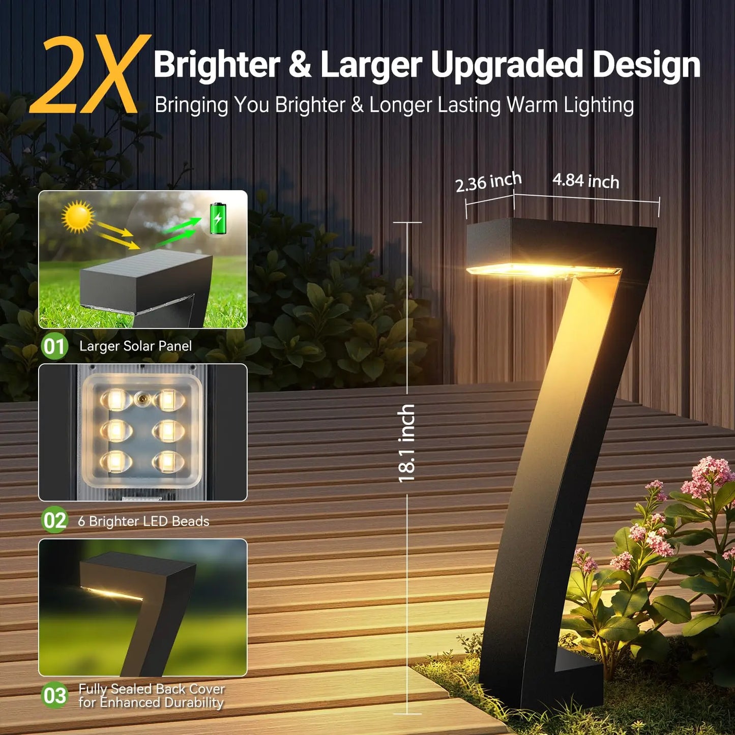 Led Solar Pathway Lights IP65 Waterproof Outdoor Garden Decor
