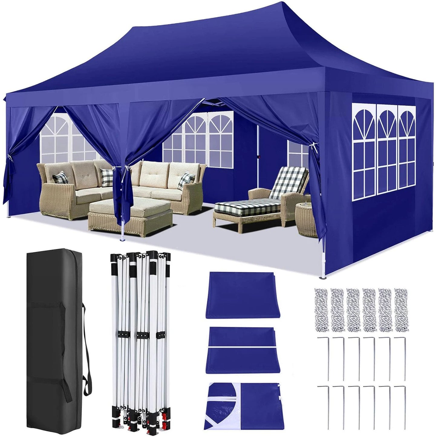 COBIZI Pop Up Canopy Gazebo With Sidewalls UV50 Waterproof Tent