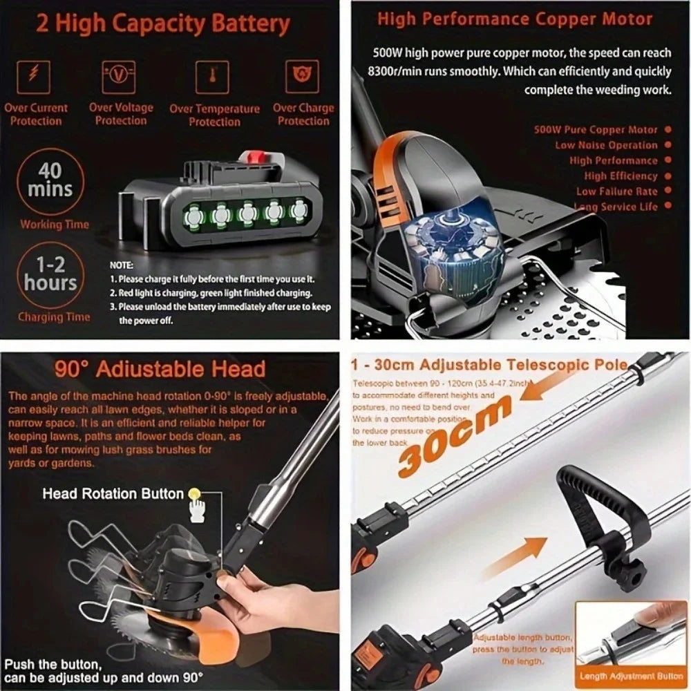 Cordless Lawn Trimmer Edger And Brush Cutter Weed Cutter