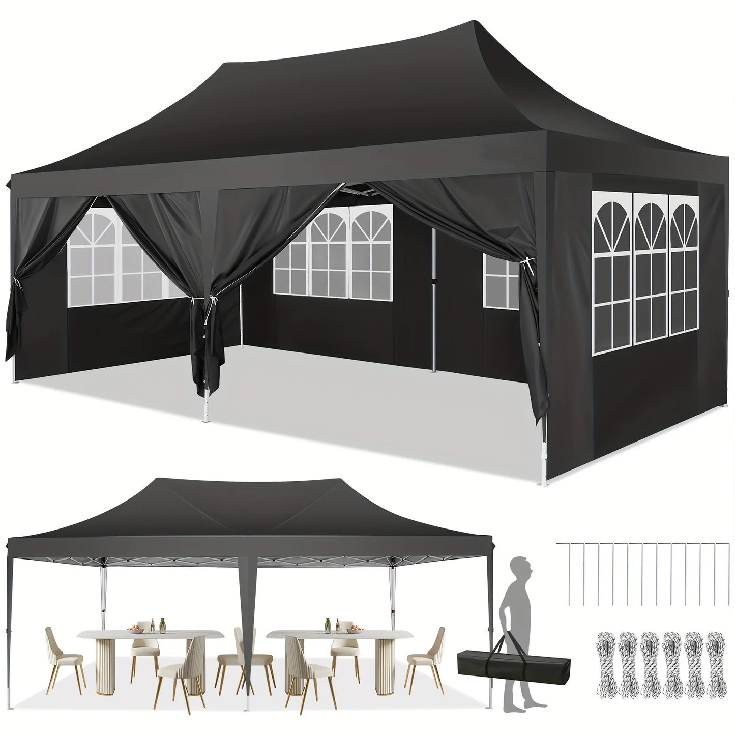 COBIZI Pop Up Canopy Gazebo With Sidewalls UV50 Waterproof Tent