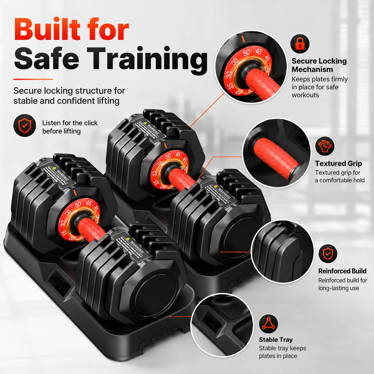 50 Pound Adjustable Dumbbell Set With Stand For Home Gym