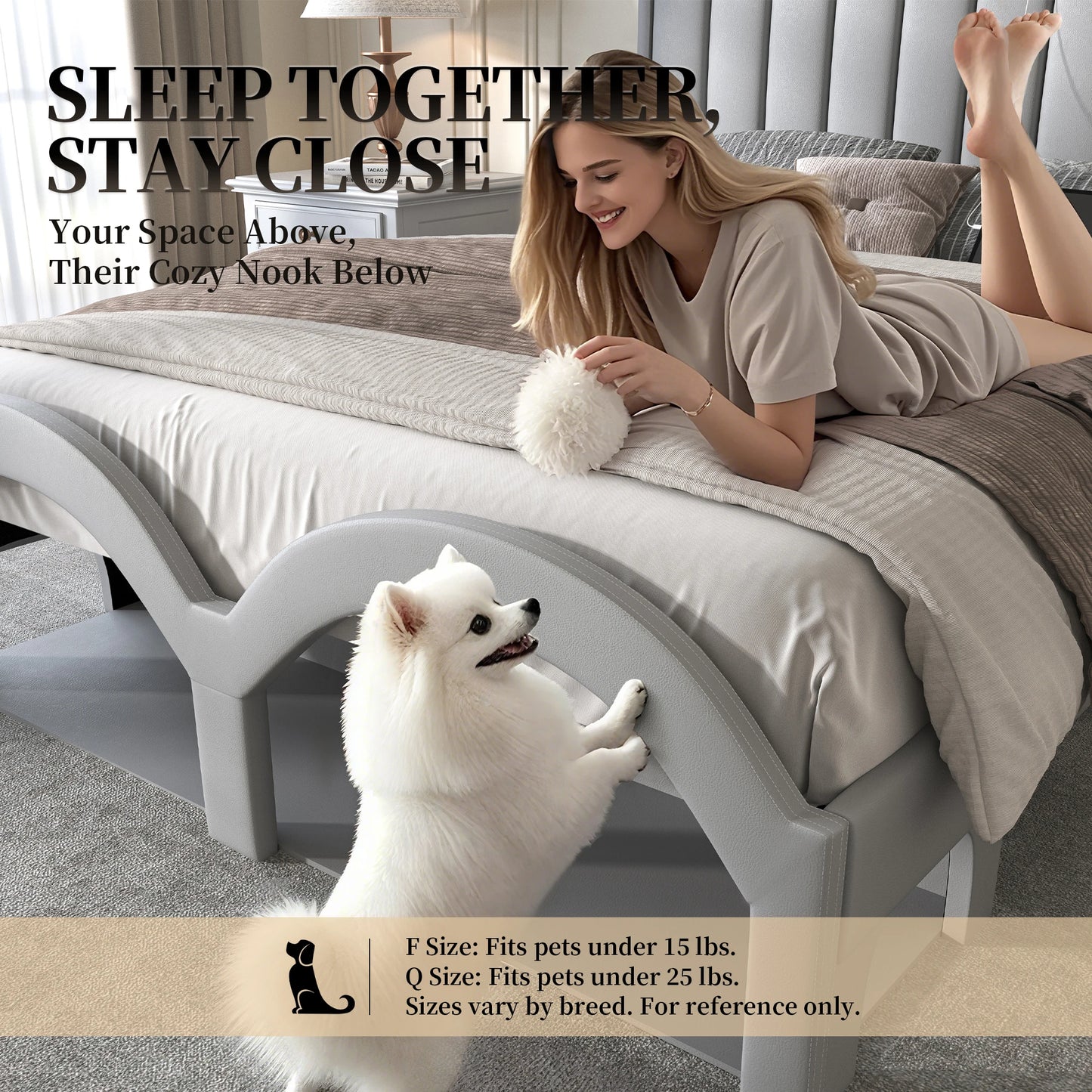 SIBEDS Aurora Queen Bed Frame With Pet Rest Area Storage