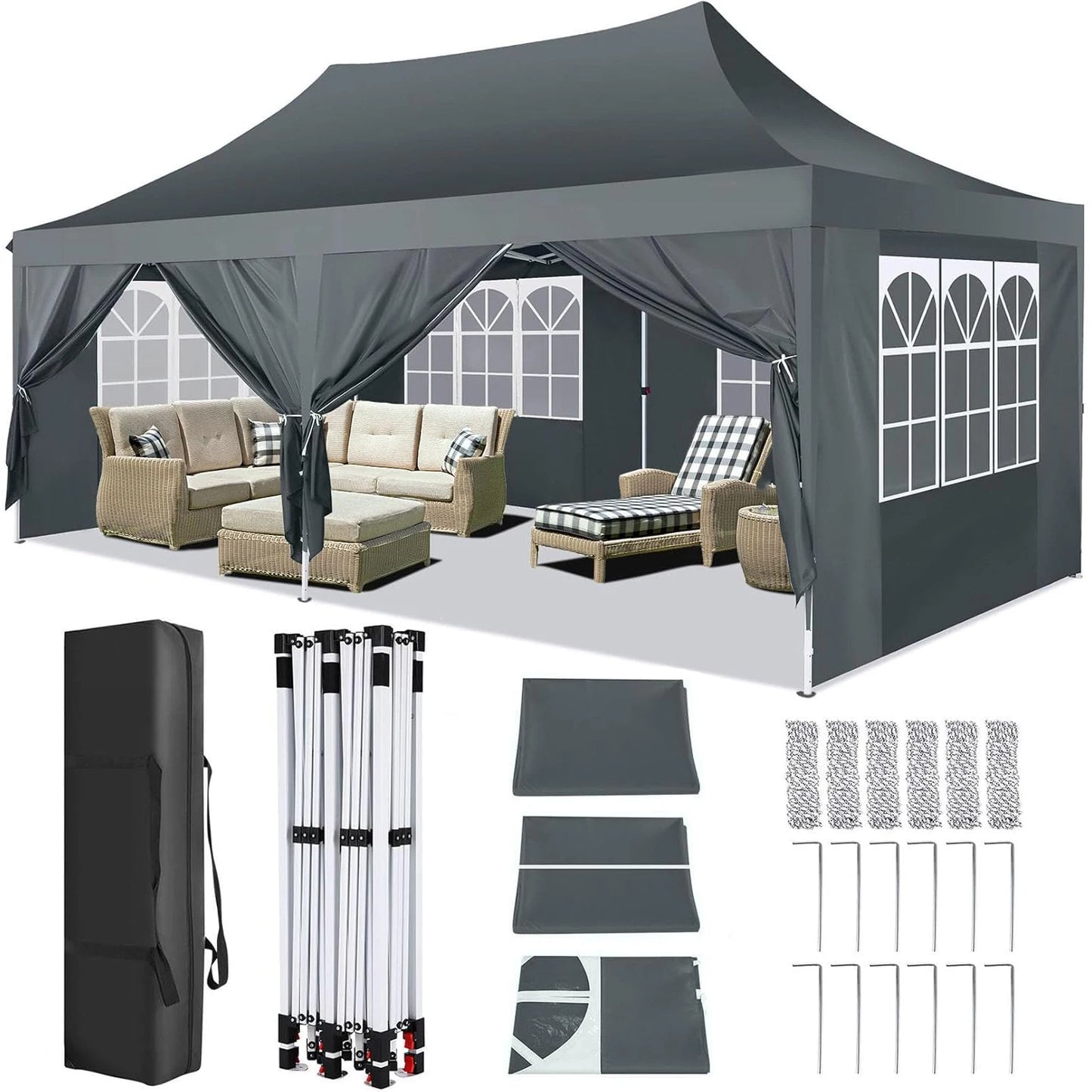 COBIZI Pop Up Canopy Gazebo With Sidewalls UV50 Waterproof Tent
