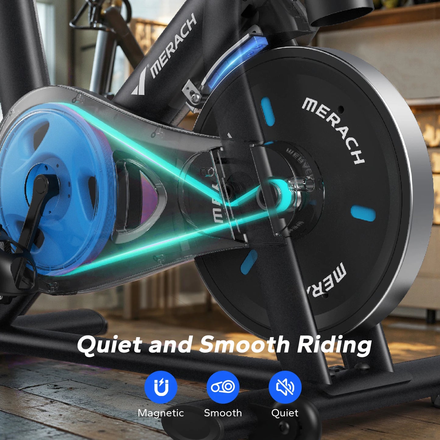 MERACH Magnetic Brake Pad Exercise Bike With App Fitness Courses