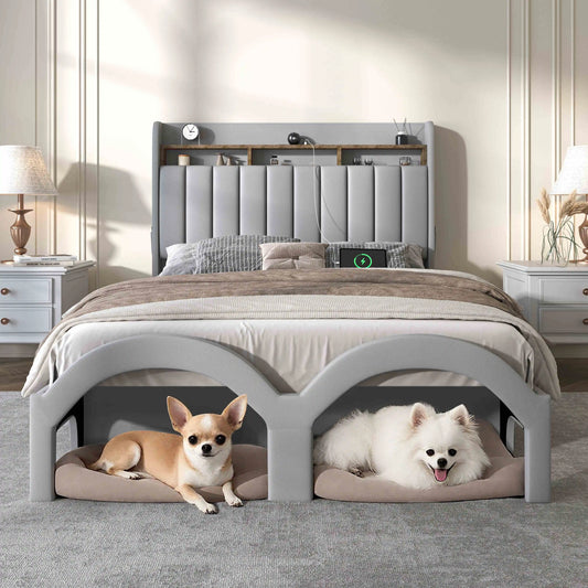 SIBEDS Aurora Queen Bed Frame With Pet Rest Area Storage