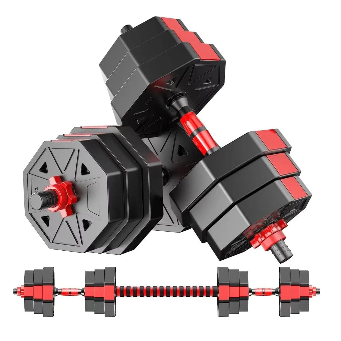 Adjustable Dumbbell To Barbell Fitness Set 44lbs Anti Slip Grip