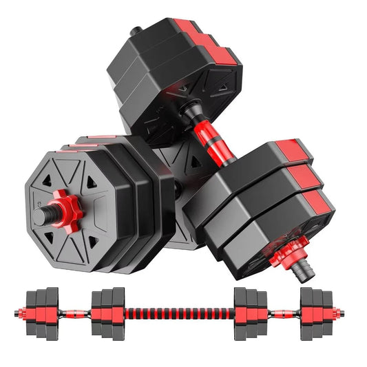Adjustable Dumbbell To Barbell Fitness Set 44lbs Anti Slip Grip