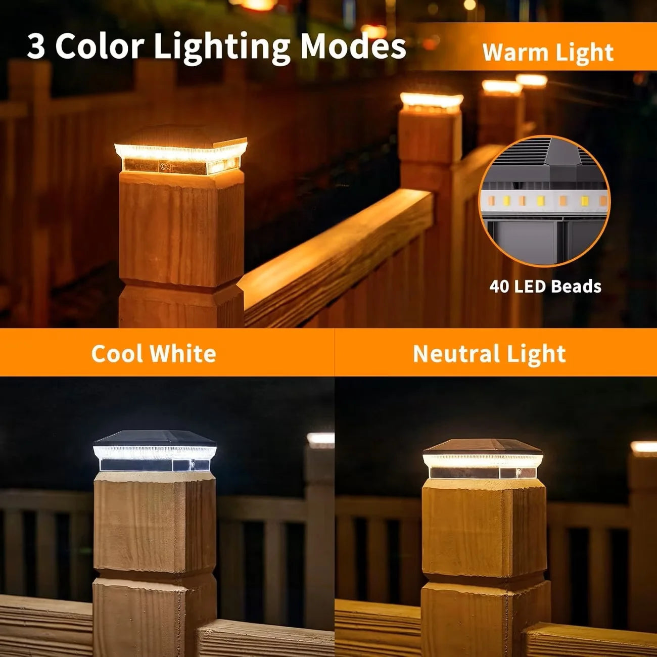 Automatic Solar Post Lights For Outdoor Fences Yards And Decks