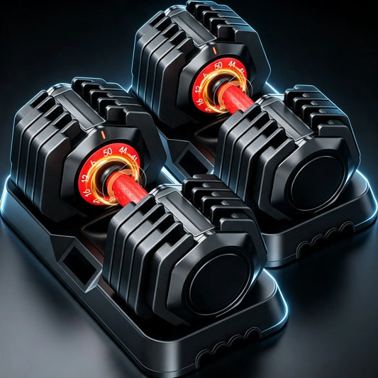 50 Pound Adjustable Dumbbell Set With Stand For Home Gym