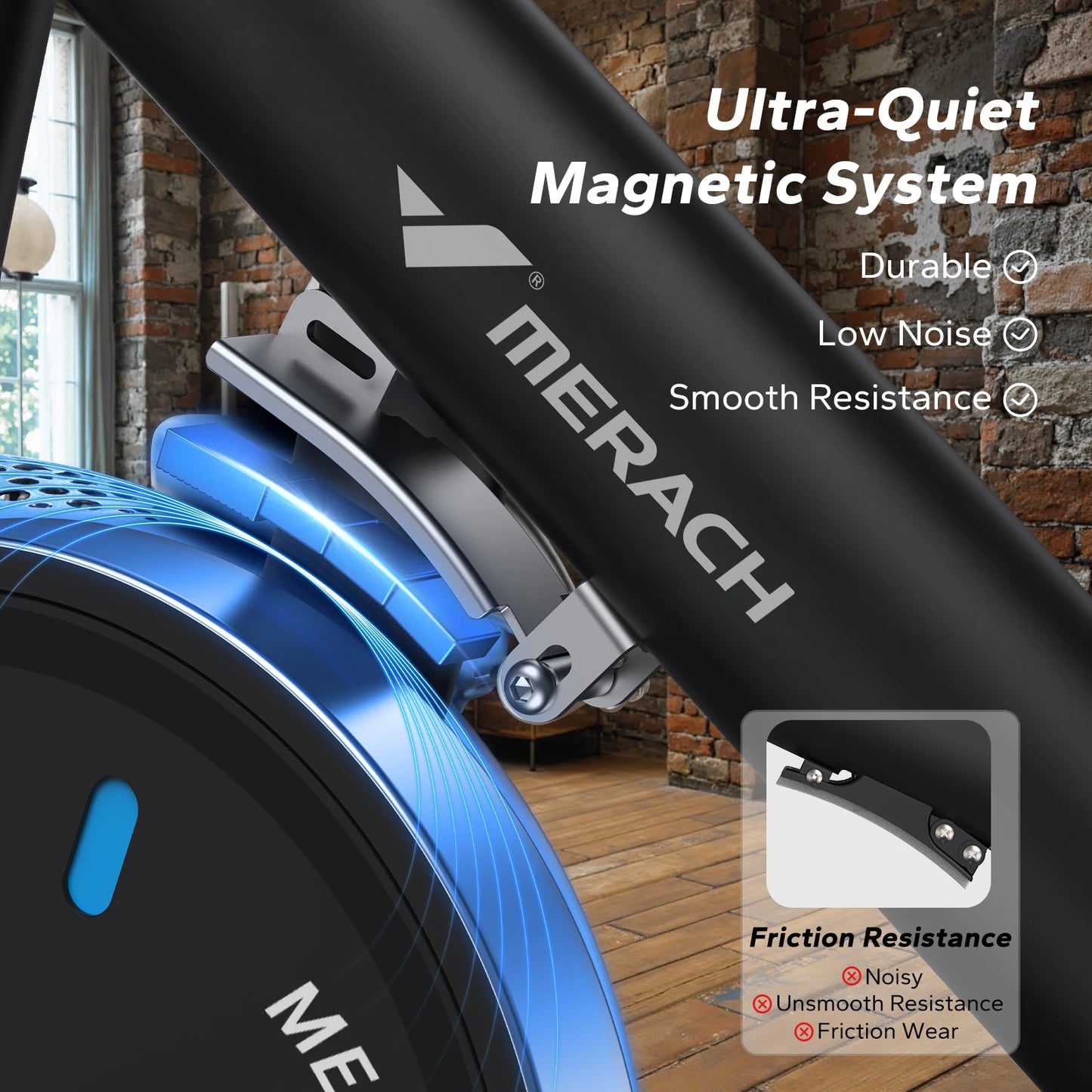 MERACH Magnetic Brake Pad Exercise Bike With App Fitness Courses