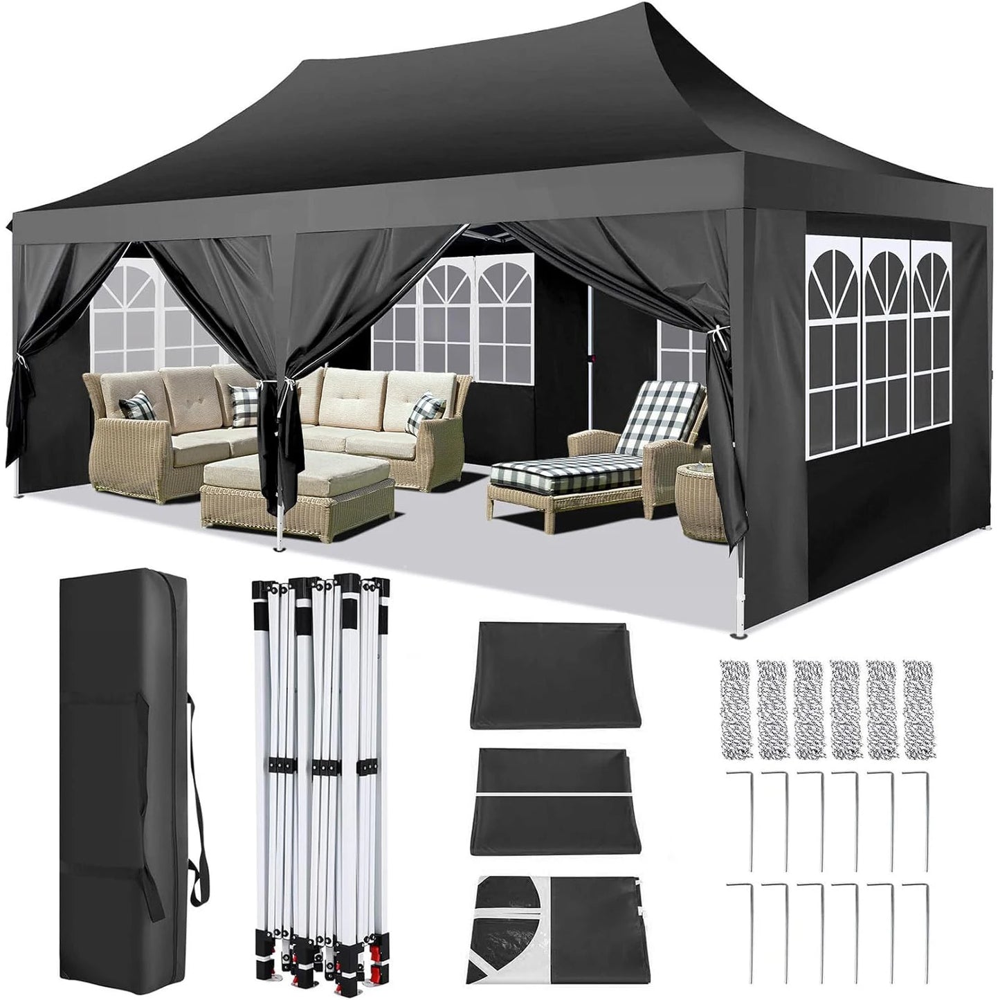 COBIZI Pop Up Canopy Gazebo With Sidewalls UV50 Waterproof Tent