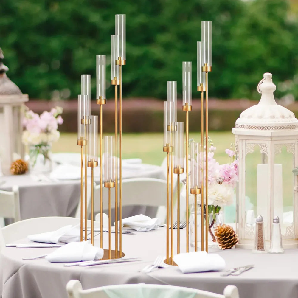 Vincigant 7 Arm Gold Floor Candelabra 48 Inch Centerpiece