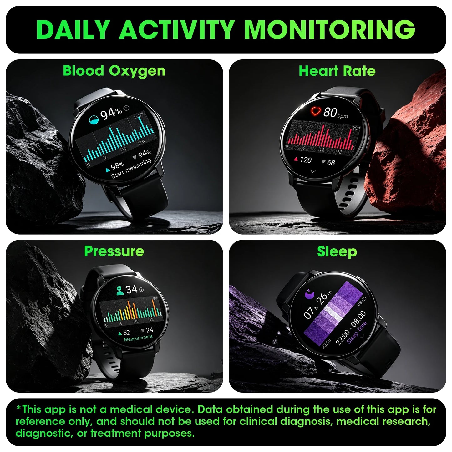 Smartwatch With Full Touch Screen, 100+ Sports Modes, Sleep Monitor