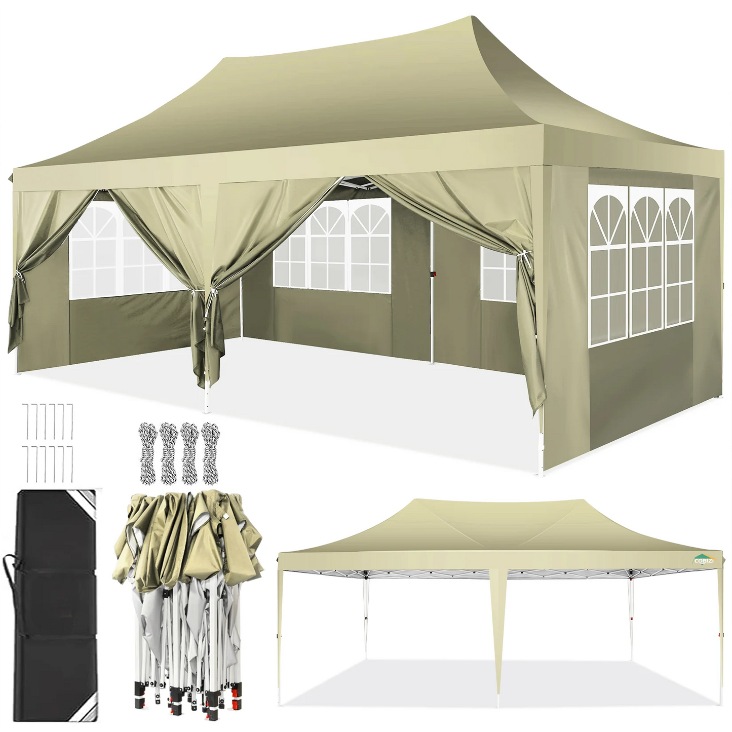 COBIZI Pop Up Canopy Gazebo With Sidewalls UV50 Waterproof Tent