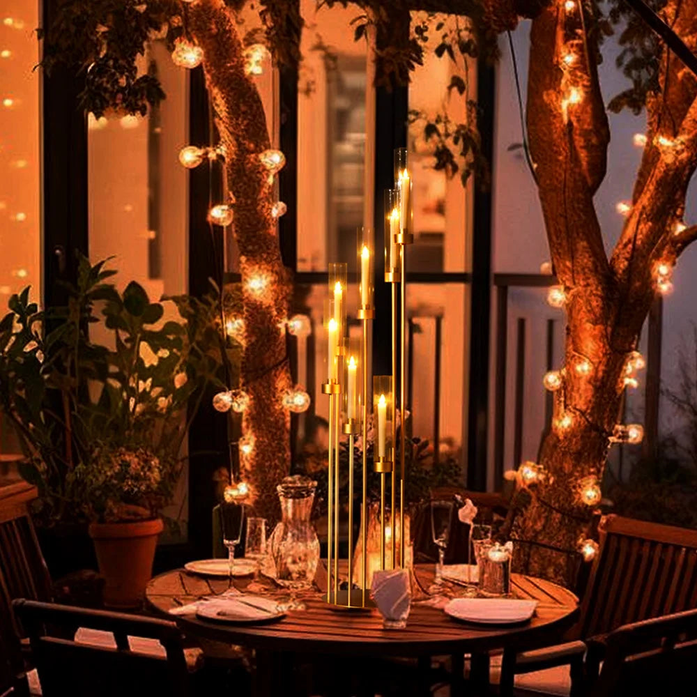 Vincigant 7 Arm Gold Floor Candelabra 48 Inch Centerpiece