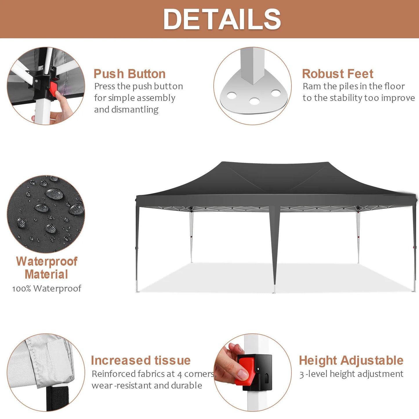 COBIZI Pop Up Canopy Gazebo With Sidewalls UV50 Waterproof Tent