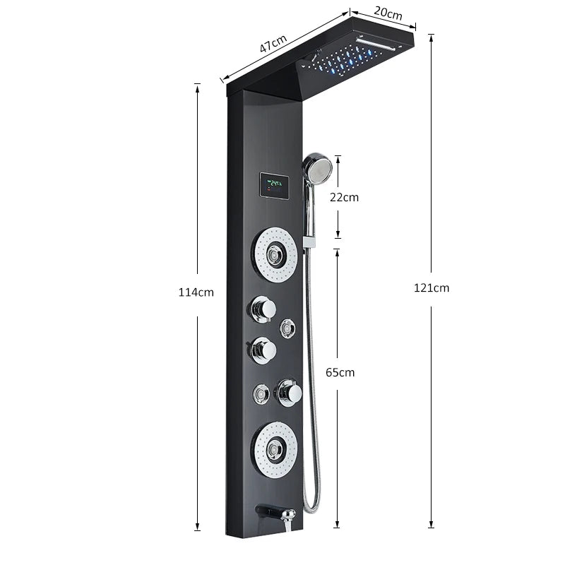 Quyanre Led Shower Panel Tower With Rain Waterfall And Massage