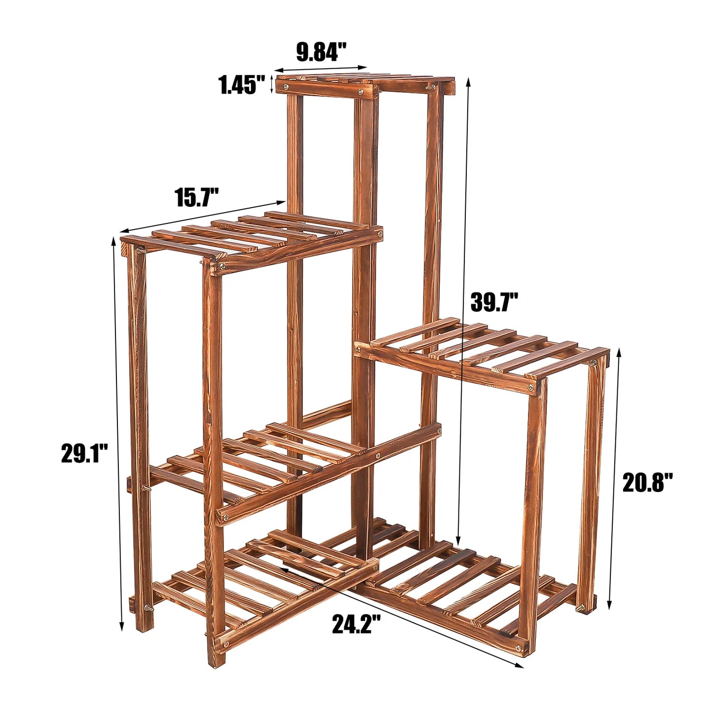 BINGOPAW Six Tier Wood Plant Corner Stand For Indoor Garden