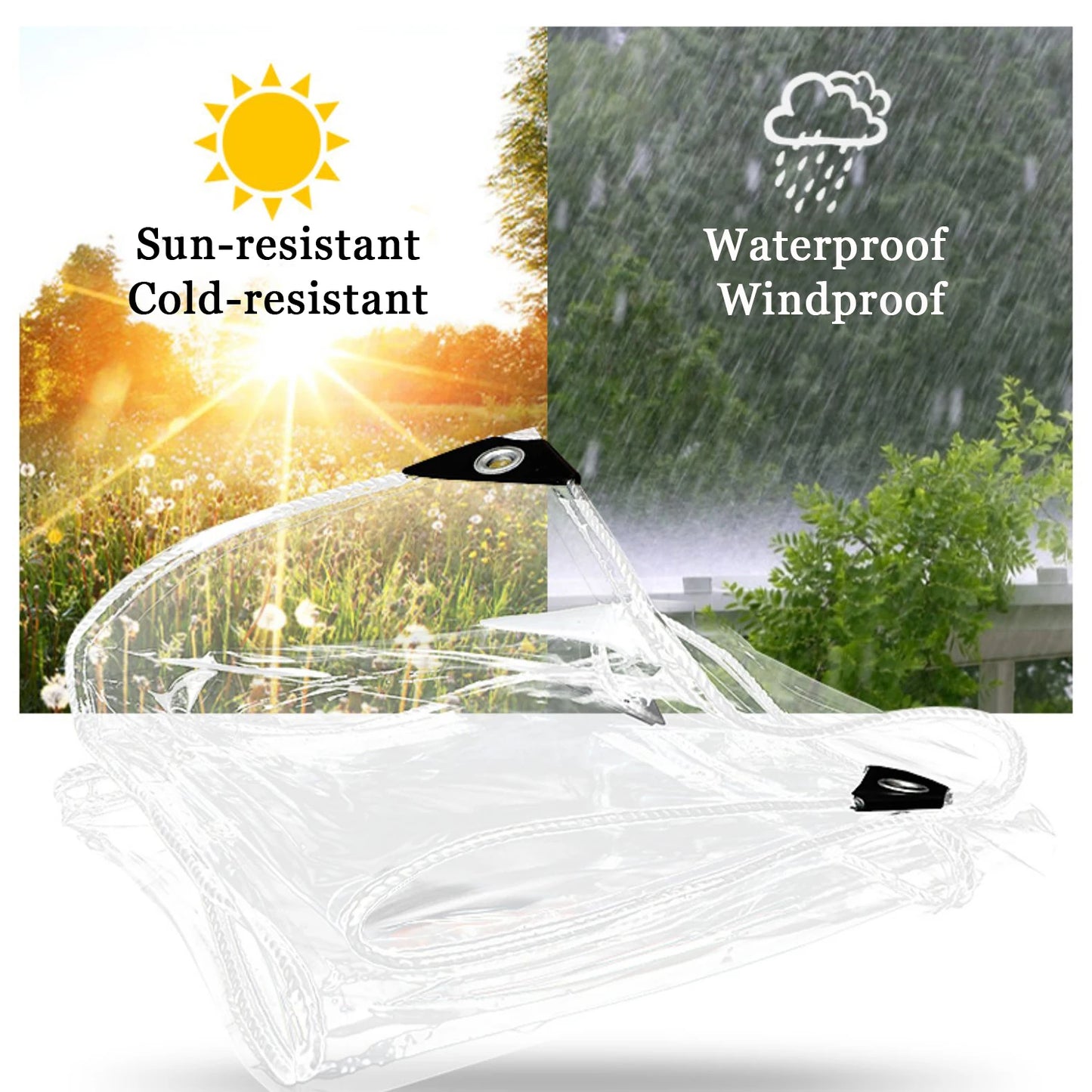 Clear PVC Tarpaulin Heavy Duty Tarp With Grommets Waterproof