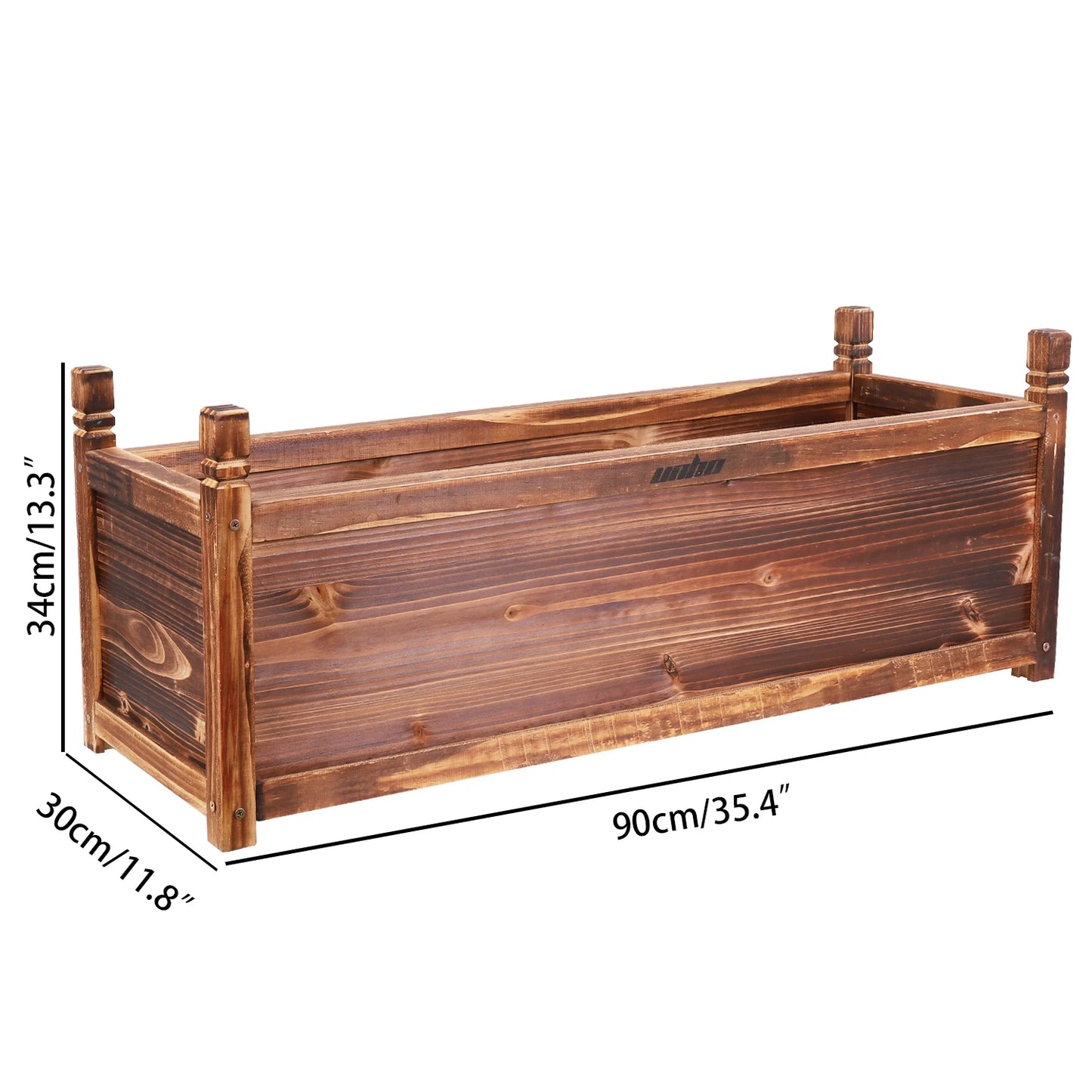 Raised Wood Window Box Planter For Garden And Yard Plants