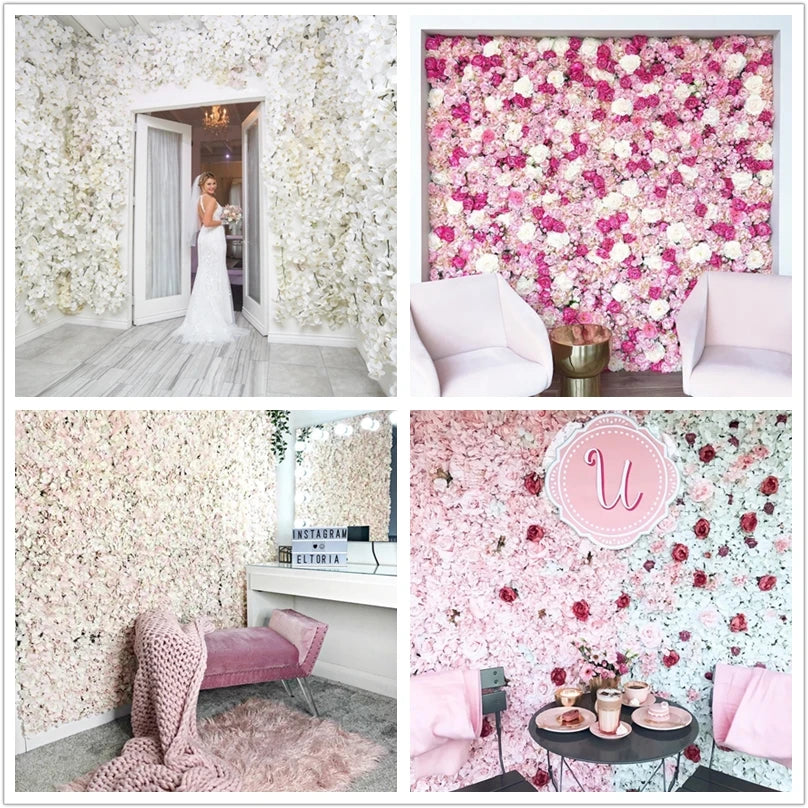 Meihon Artificial Rose Flower Wall Panel Wedding Decor