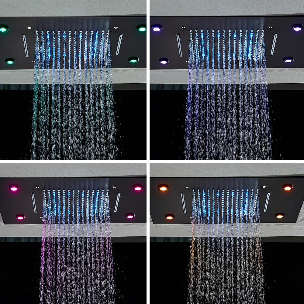 Rozin LED Shower Head 304SUS Ceiling Mounted Rain And Waterfall