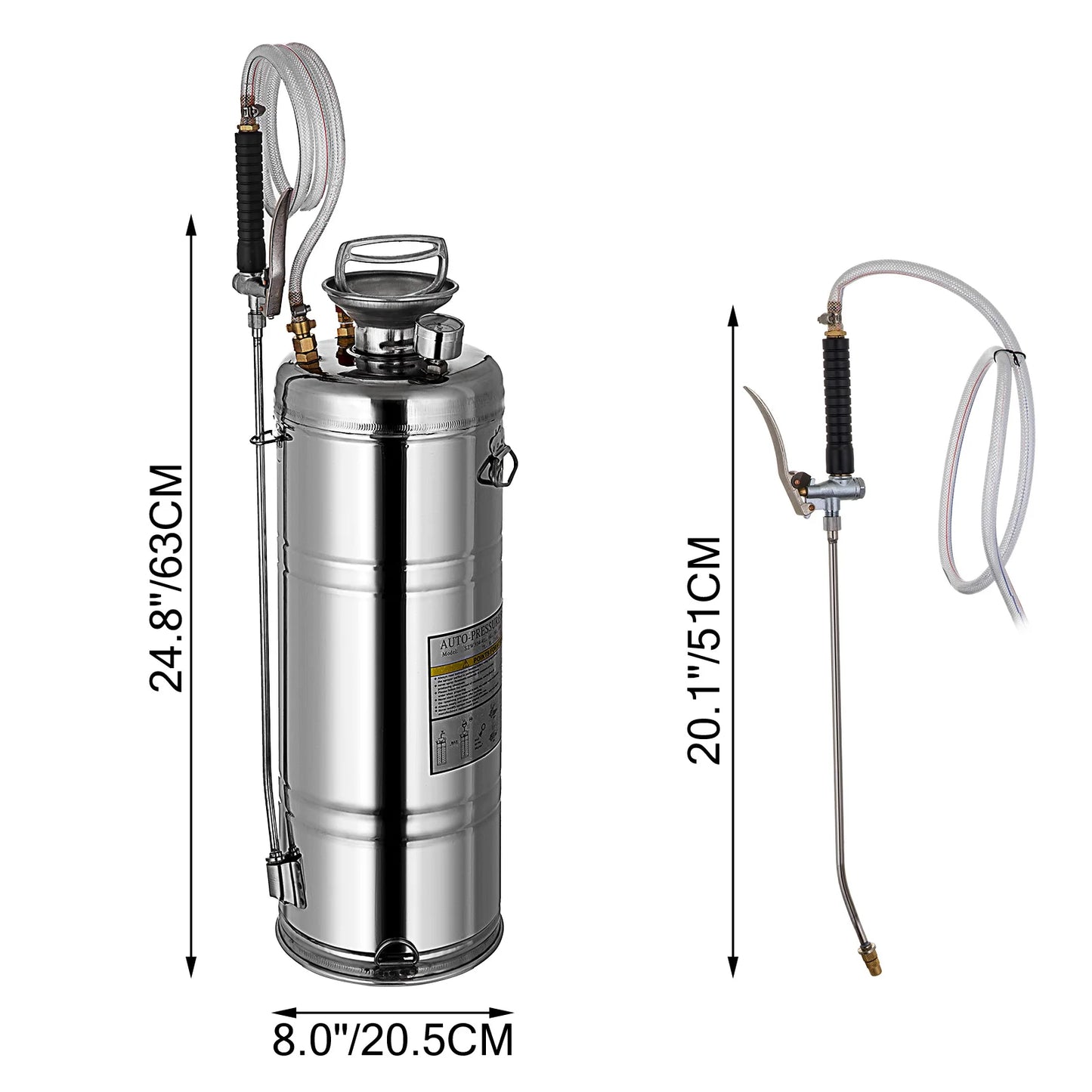 Handheld Stainless Steel Garden Watering Sprayer With Pump And Hose